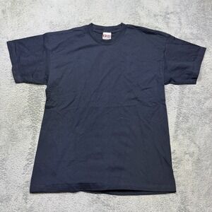 Vintage Bayside T-Shirt XL Navy Blank Heavy Weight 100% Cotton Short Sleeve USA